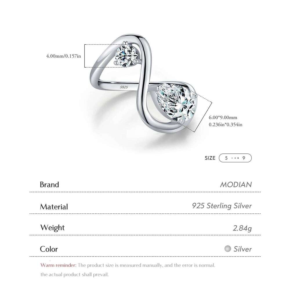 MODIAN Irregular Line Design 925 Sterling Silver High-Fashion Round & Water Drop CZ Finger Rings For Women Fine Jewelry H260312