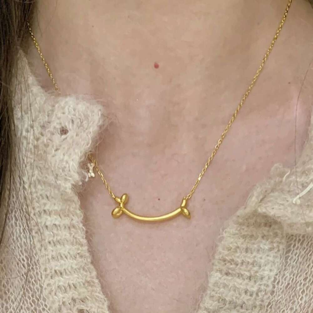 Korean Style Simple Gold Smile Balloon Puppy Necklace For Women Personality Collarbone Chain Women's Choker