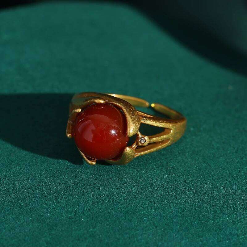 Vintage Open Engagement Rings for Women Red Oval Round Natural Stone Nickel Free Personality Trendy Finger Jewelry 2024 H260312