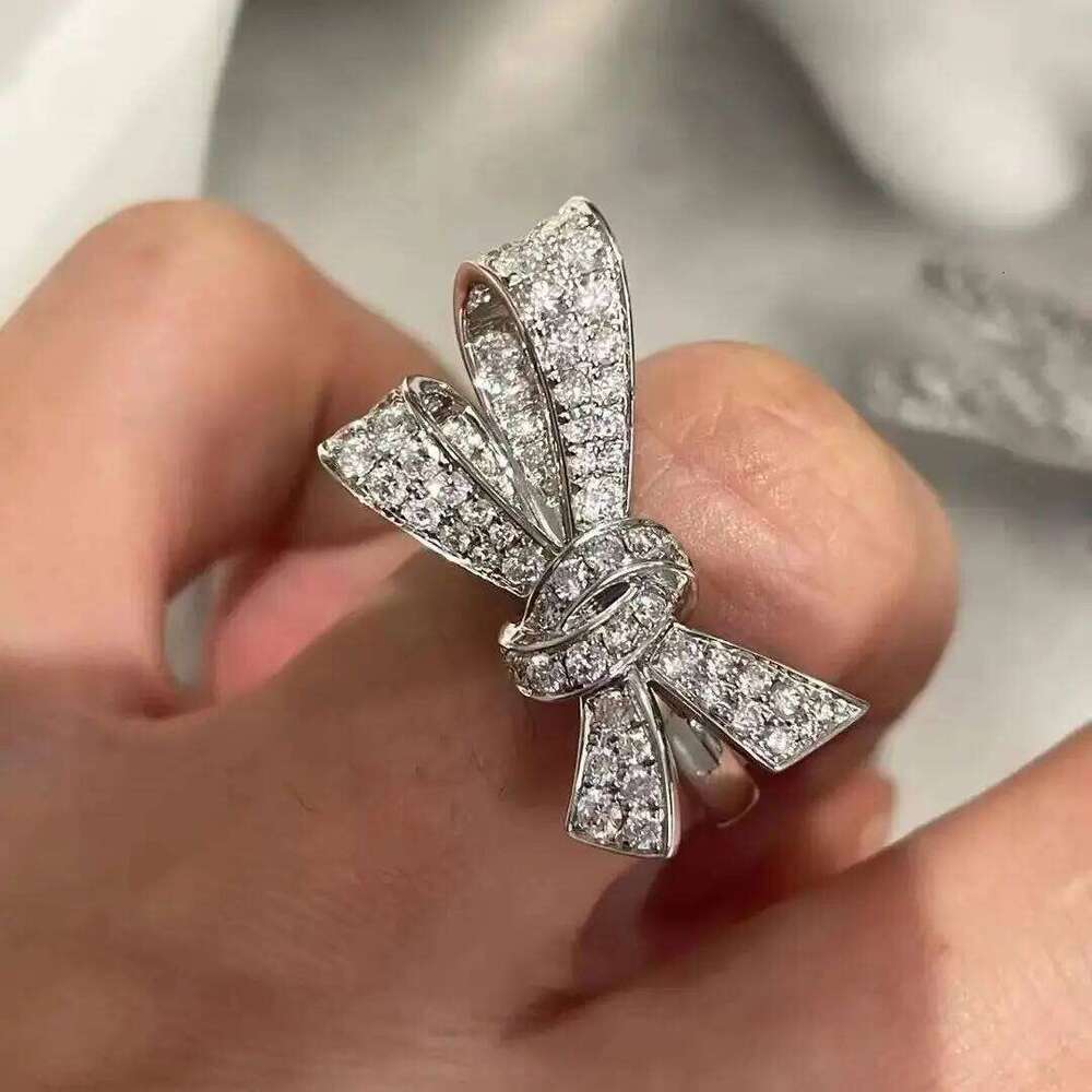 French Luxury Tilda's Bow Butterfly Ring Women's Pure Silver High-quality 5A Grade Zircon Sparkling Charming Engagement Gift H260312