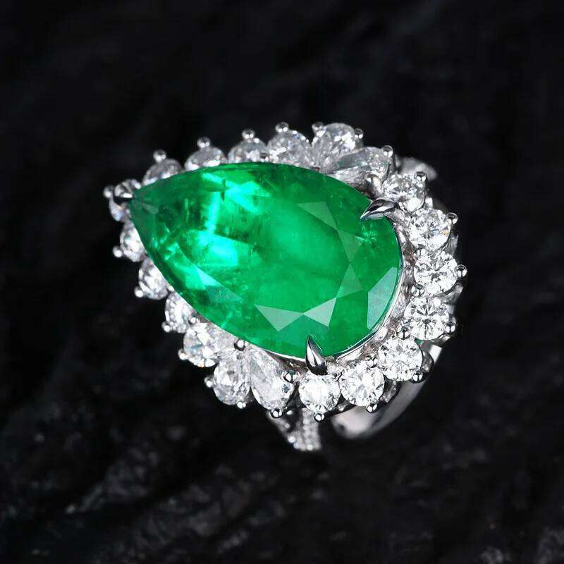 Water Drop Lab Emerald Sapphire Open Ring Exquisite Silver 925 Banquet Finger Rings Valentine's Day Gifts H260312