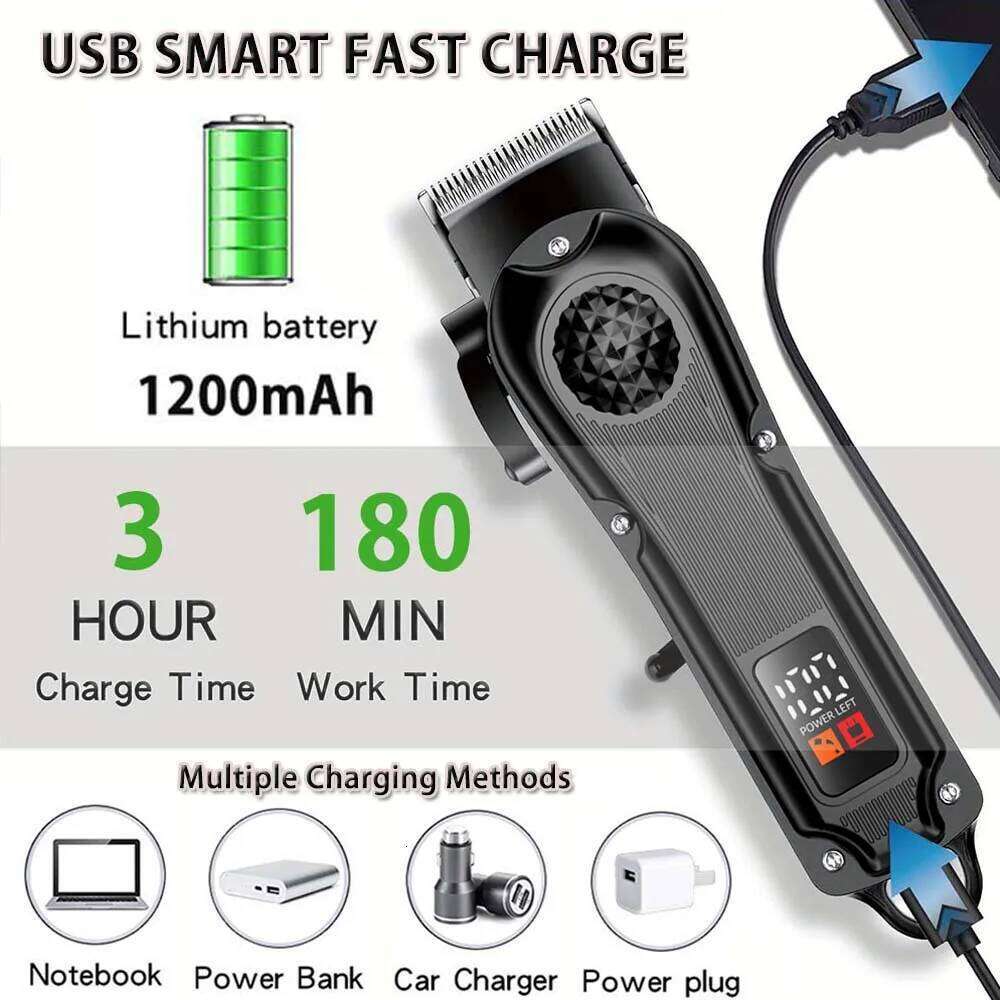 Professional Cordless for Men Electric Barber Clipper & Trimmer Rechargeable Hair Cutting Tools C260312