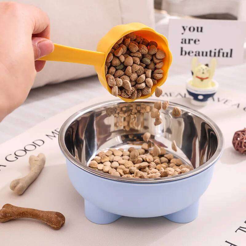 1PC Four-Legged Solid Color Stainless Steel Pet Dog Cat Bowl For Indoor And Outdoor Use 26Y0312