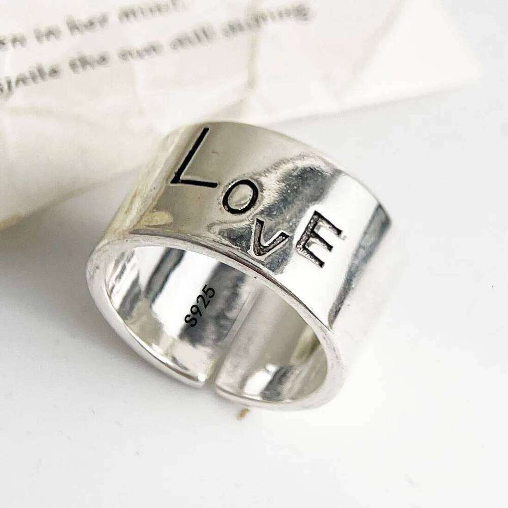 925 Sterling Silver Rings Women Geometric Fine Jewelry Finger Adjustable Simple Wide Ring For Party Birthday Gift H260312