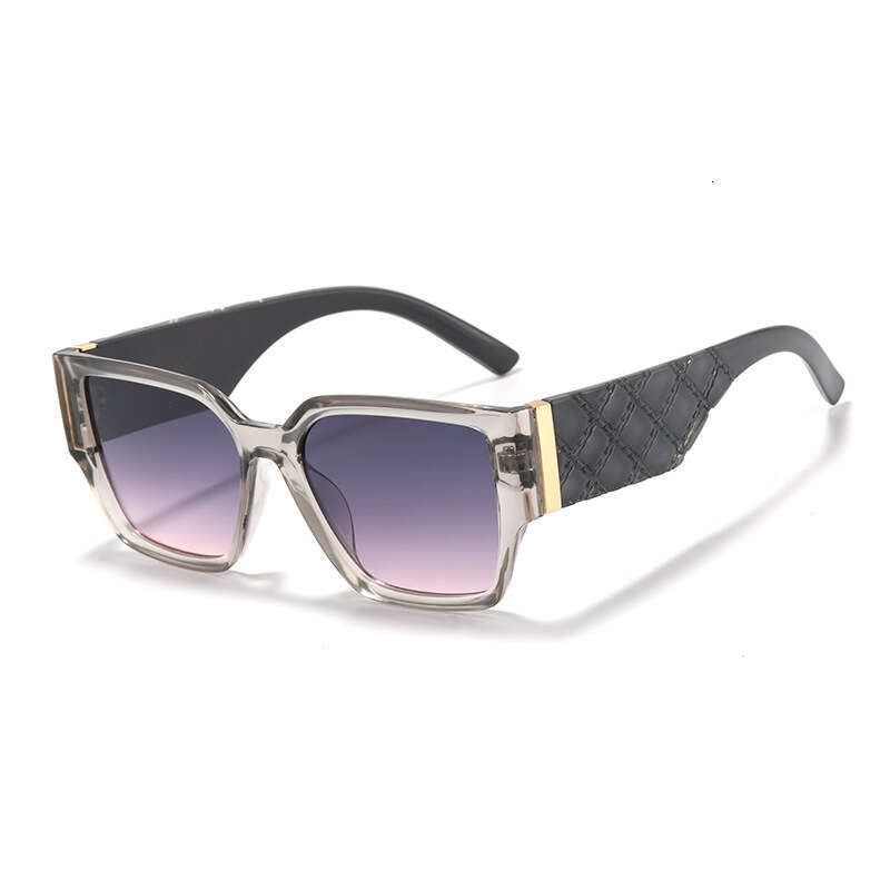 Designer Sunglasses for Women Classic Popular Square frame Gradient purple lenses Beach Driving Fishing Sun Glasses Quilted Detail