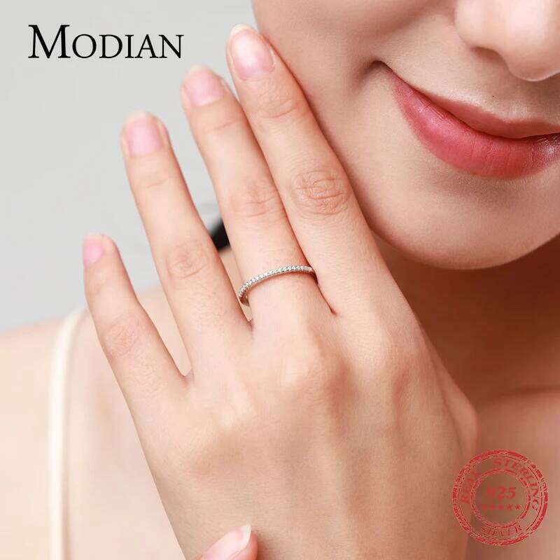 Modian Simple Elegant Ring Solid 925 Sterling Silver Dazzling Clear CZ Finger Rings For Women Wedding Statement Jewelry H260312