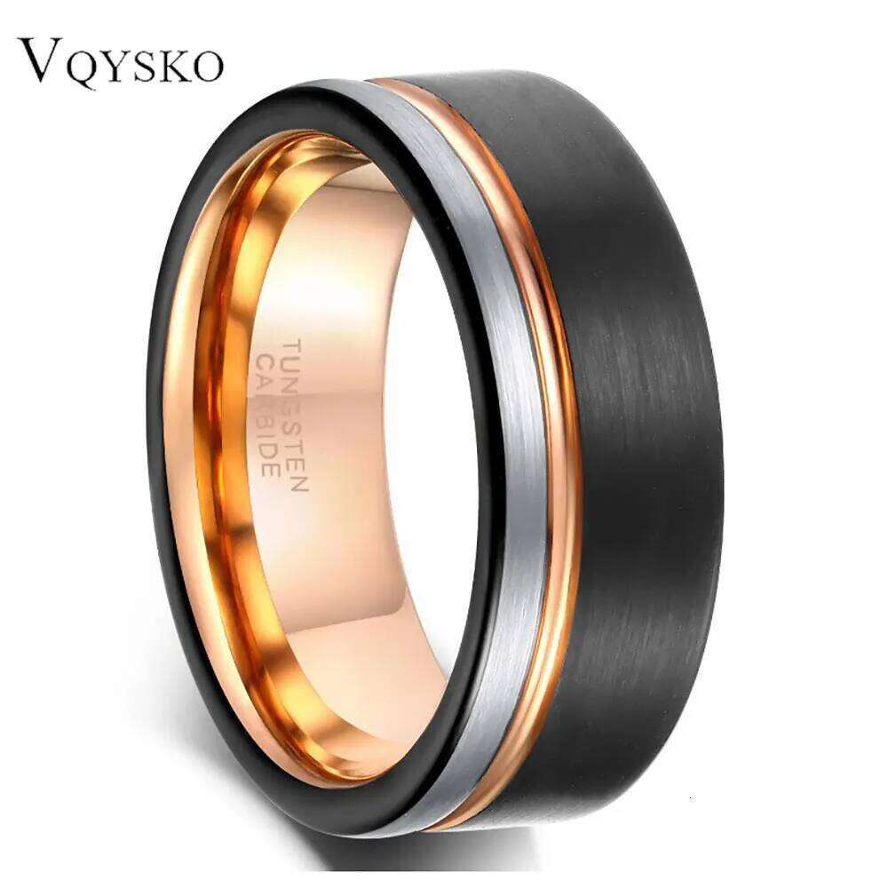 Fashion 6/8mm Black Tricolor Tungsten Steel Ring for Men Women Carbide Engagement Rings Wedding Bands Jewelry Accessories H260312