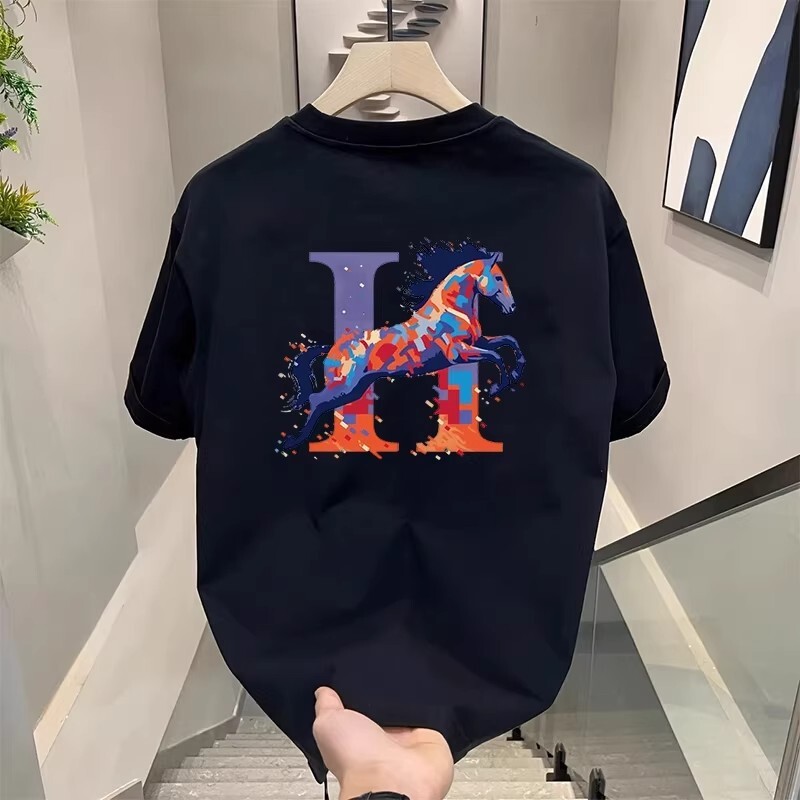Luxury Luxury Designer Clothes Luxury Luxury Designer Clothes 2026 Year Of The Horse Heavy-Duty Pure Cotton T-Shirt American Style Trendy Luxury Short