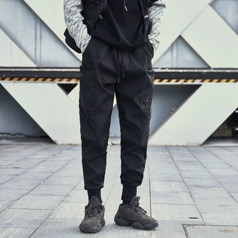 Tactical Joggers with Multi-Pockets Men's Cargo Pants Streetwear 2026 New Black Loose Harem Trousers Techwear Elastic Waist