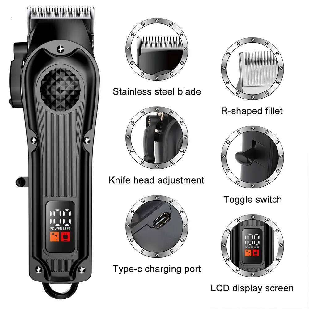Professional Cordless for Men Electric Barber Clipper & Trimmer Rechargeable Hair Cutting Tools C260312