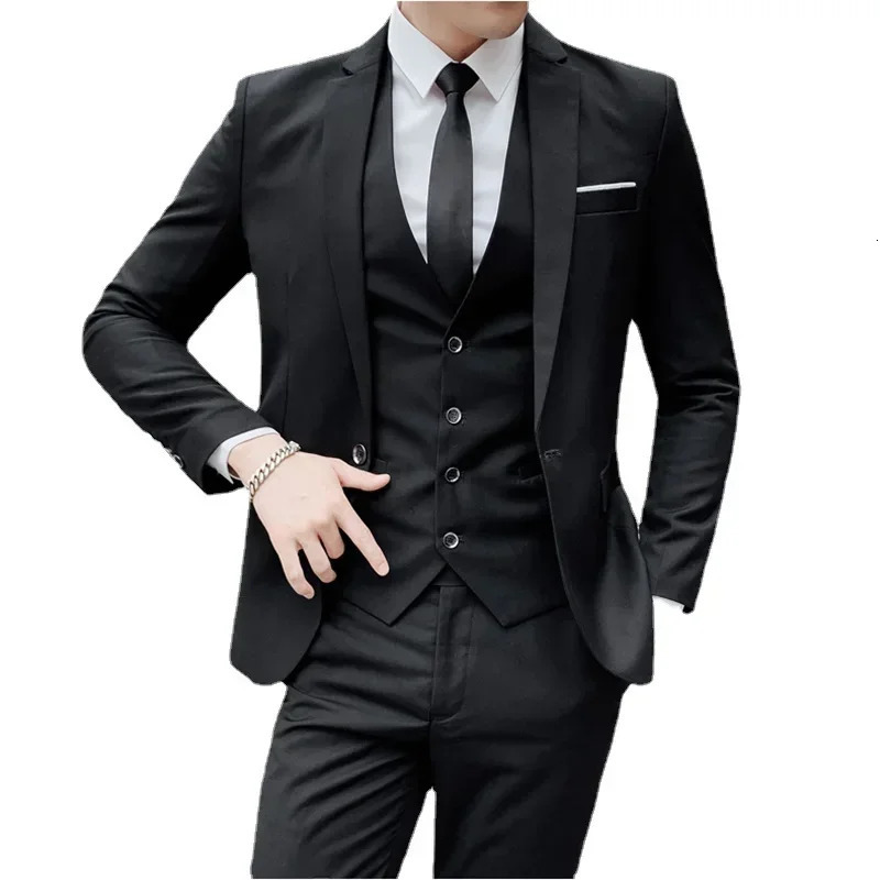 S-9XL BlazerVestPants Mens Fashion Business Gentleman Professional Formal Dress Korean Version Banquet Dress Suit 6XL 260306