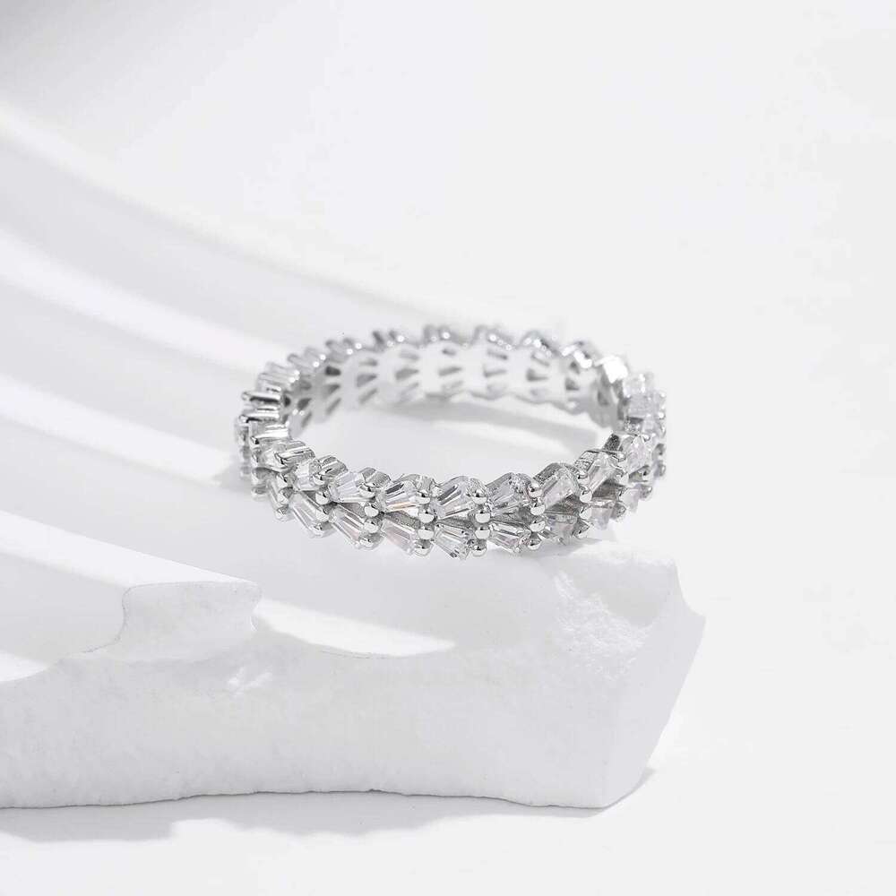MODIAN 925 Sterling Silver Clear CZ Trapezoid Eternity Finger Ring Trendy Stackable Wedding Fine Jewelry For Women H260312