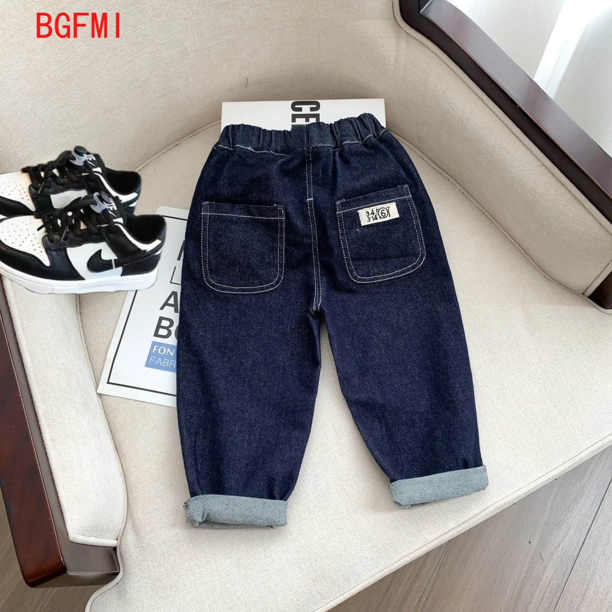210Yrs Spring Autumn Childrens Boys Jeans Toddler Girls Solid Color Casual Denim Pants Elastic Waist Kids Straight 260311