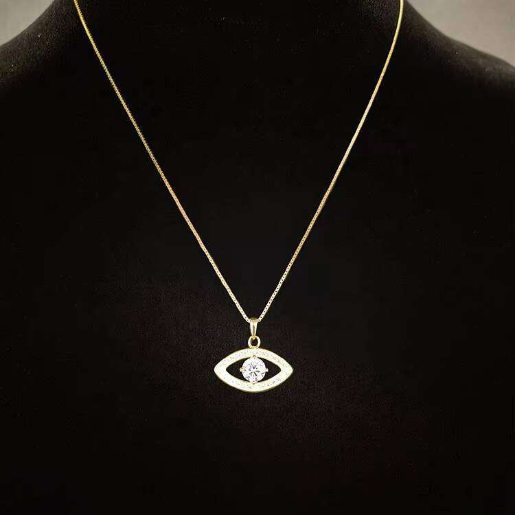 gold Vermeil Pendant Necklace Pure Sier VVS Moissanite Evil Demon Eye Fine Jewelry for Women and Men Gift