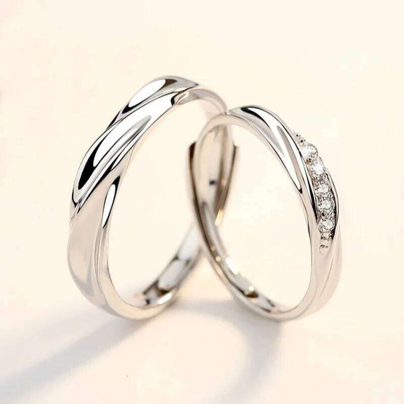 New Fashion Mobius Smooth Couple Rings Classic Silver Color Adjustable Ring For Men Women Wedding Jewelry Valentine's Gift W260311