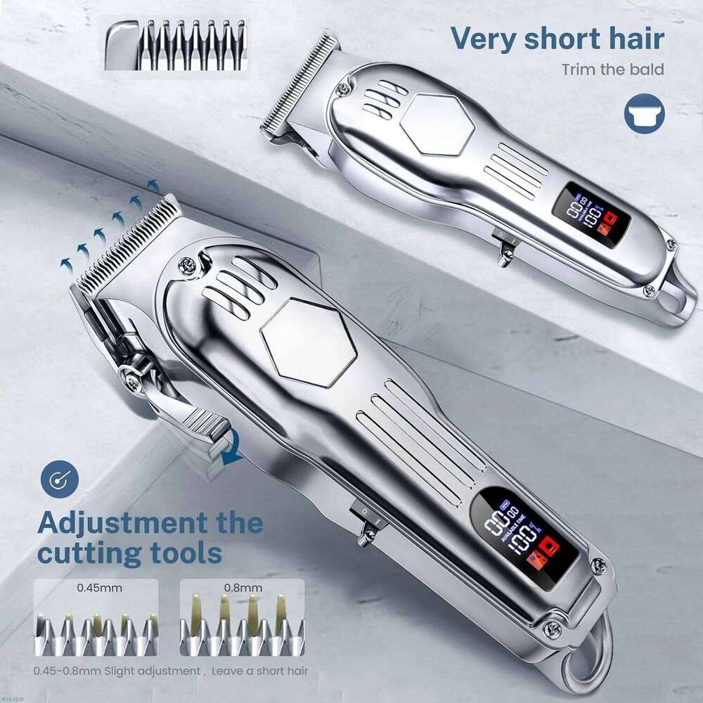 Clippers Professional Cordless Men Barber Cutting Kit Wireless LCD Display Hair Trimmers Rechargeable for Family C260312