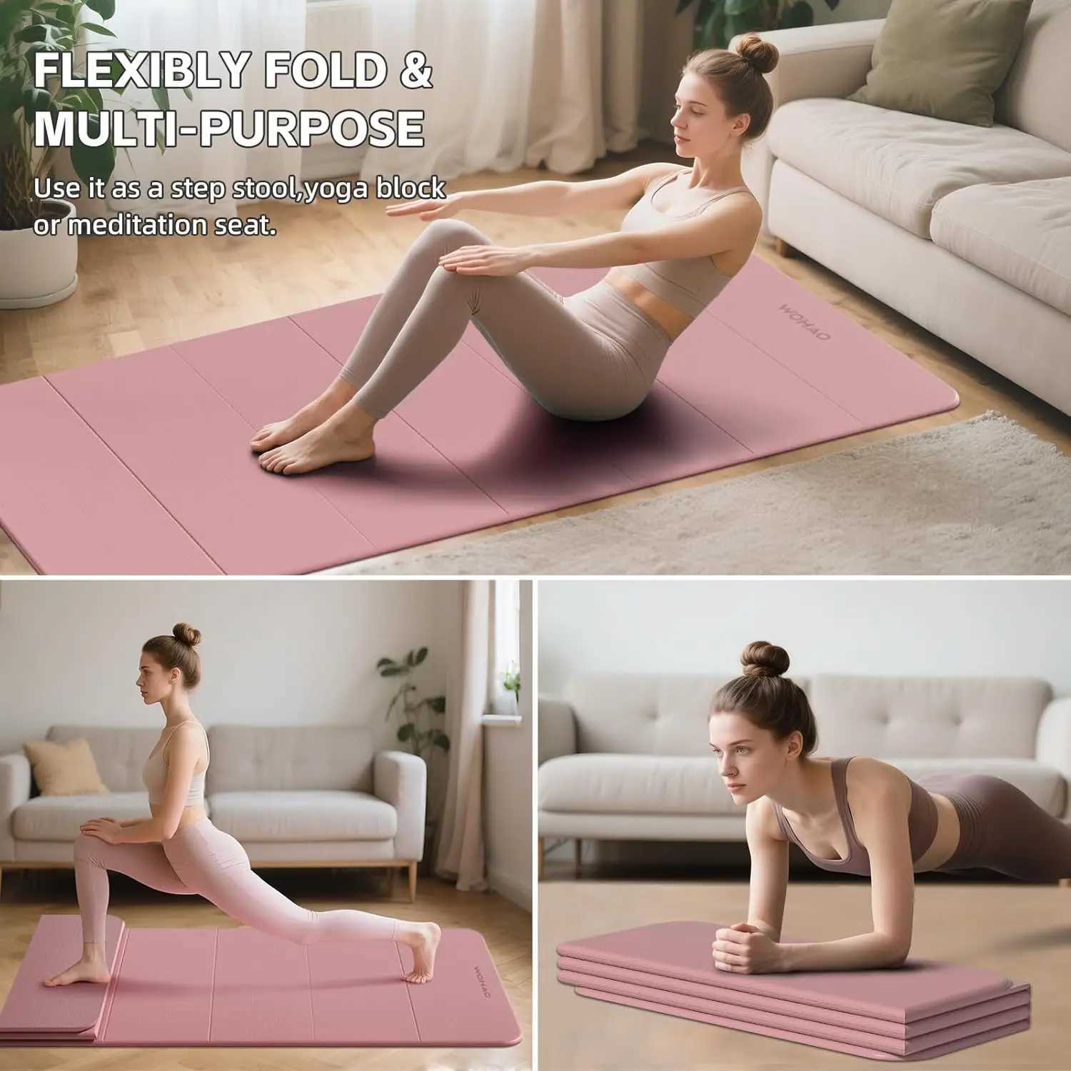 7-Fold Yoga Mat 74x31 Inches 031 Inch Thick Non-Slip POE for Travel Storage Yoga Home Gym M260312