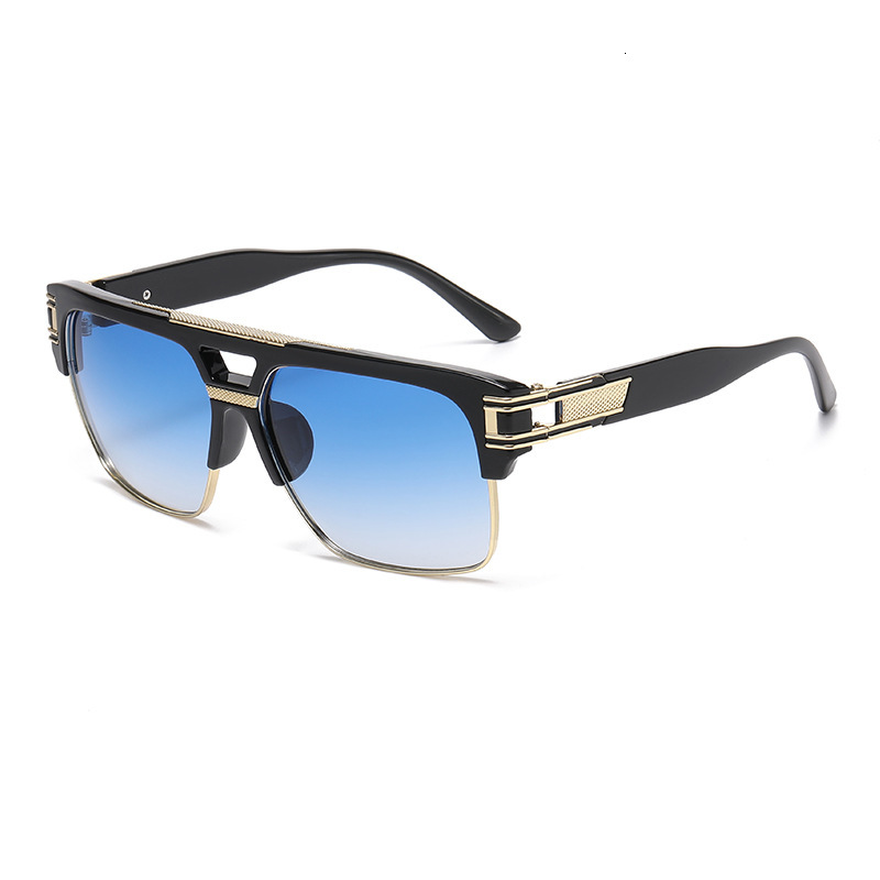 New square-frame blue polarized sunglasses, UV protection, outdoor sports, fashionable wear, sun protection eyewear