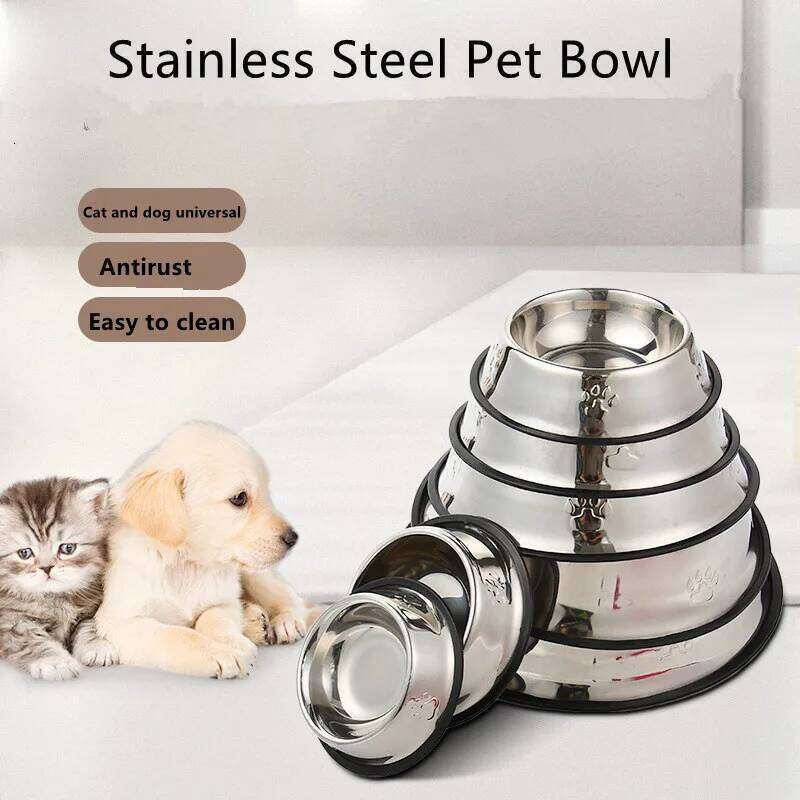 1PC Stainless Steel Cat Dog Multi-Specification Anti-fall Food Bowl Feeding Pet Supplies 26Y0312
