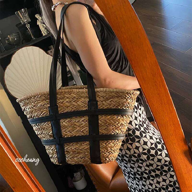 Basket Summer Straw Fashion Beach Big Rattan Shoulder Bags Large Capacity Woven Bag Hand-Made Handbags WONST