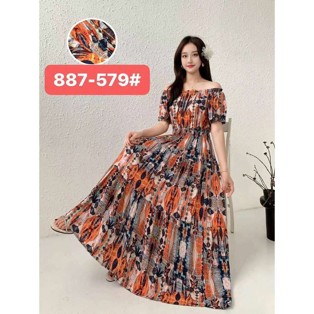 THHONE Vestidos Robe Maxi Long Dress Women Summer Indian Clothes Bohemian Cotton Linen Floral Short Sleeve Korean Style Casual C260312