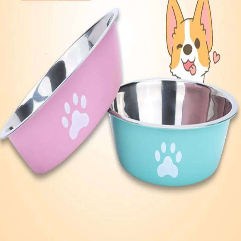 Large capacity stainless steel anti-slip anti-rust dog water pet feeder double-layer cat bowl suitable for puppies 26Y0312