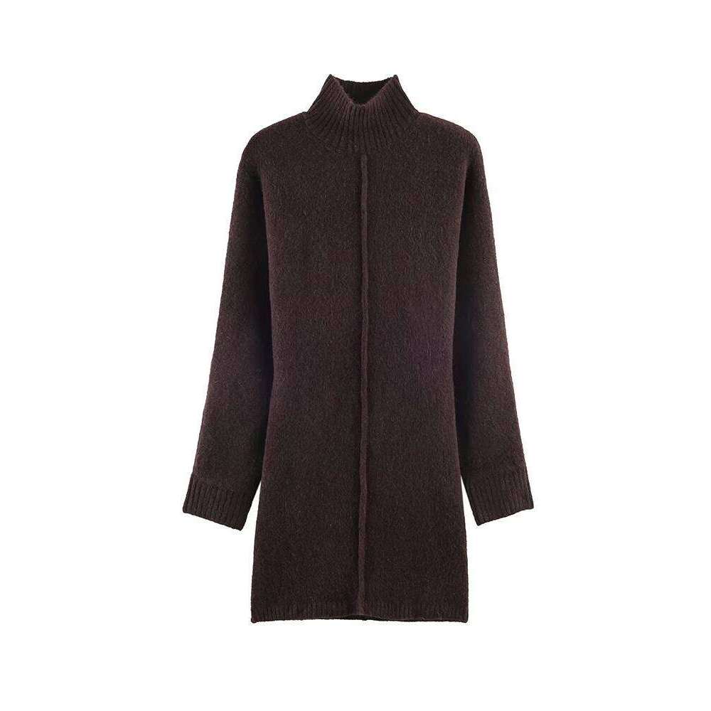TFMLN Women Knit Elegant Autumn Winter New Turtleneck Long Sleeves Solid Color Mini Dresses Lady Casual Knitted Dress C260312