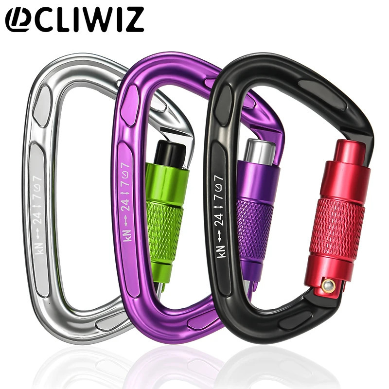 CLIWIZ 24KN Outdoor Professional Carabiner 7075 Aviation Aluminum Safety Automatic Lock With Certificates CEUIAA 260228