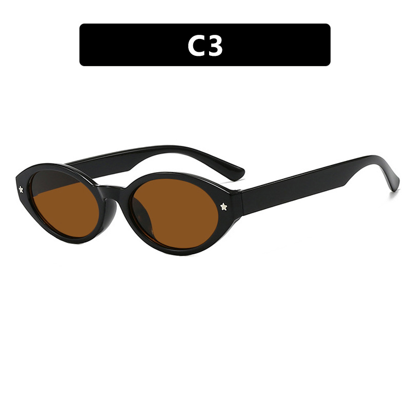 Star Simple Elliptical Sunglasses 2026 New Fashion Sunglasses Anti UV Sunscreen Sunshade Sunglasses for Women