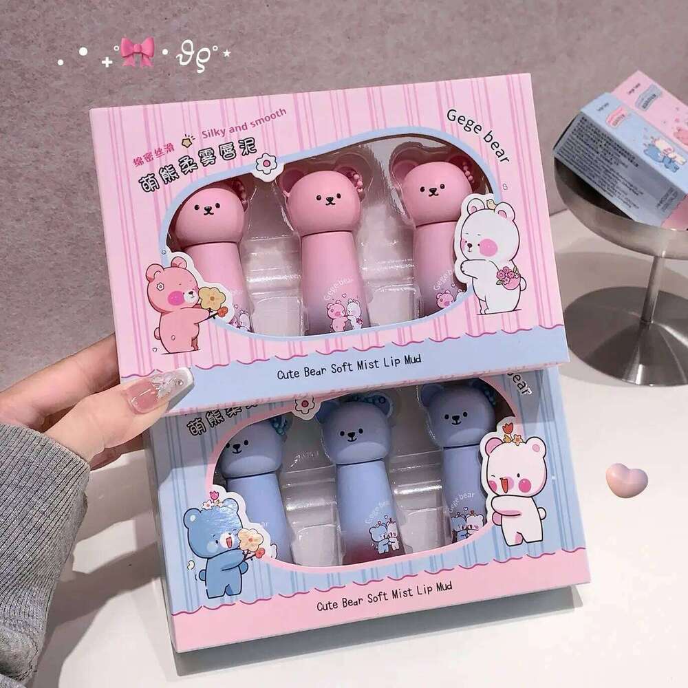 Gege bear Cute Cat Gloss Moisturizing Smooth and Long-lasting Lip Glaze - 4 Shades Easy to Apply Holiday Gifts W260311
