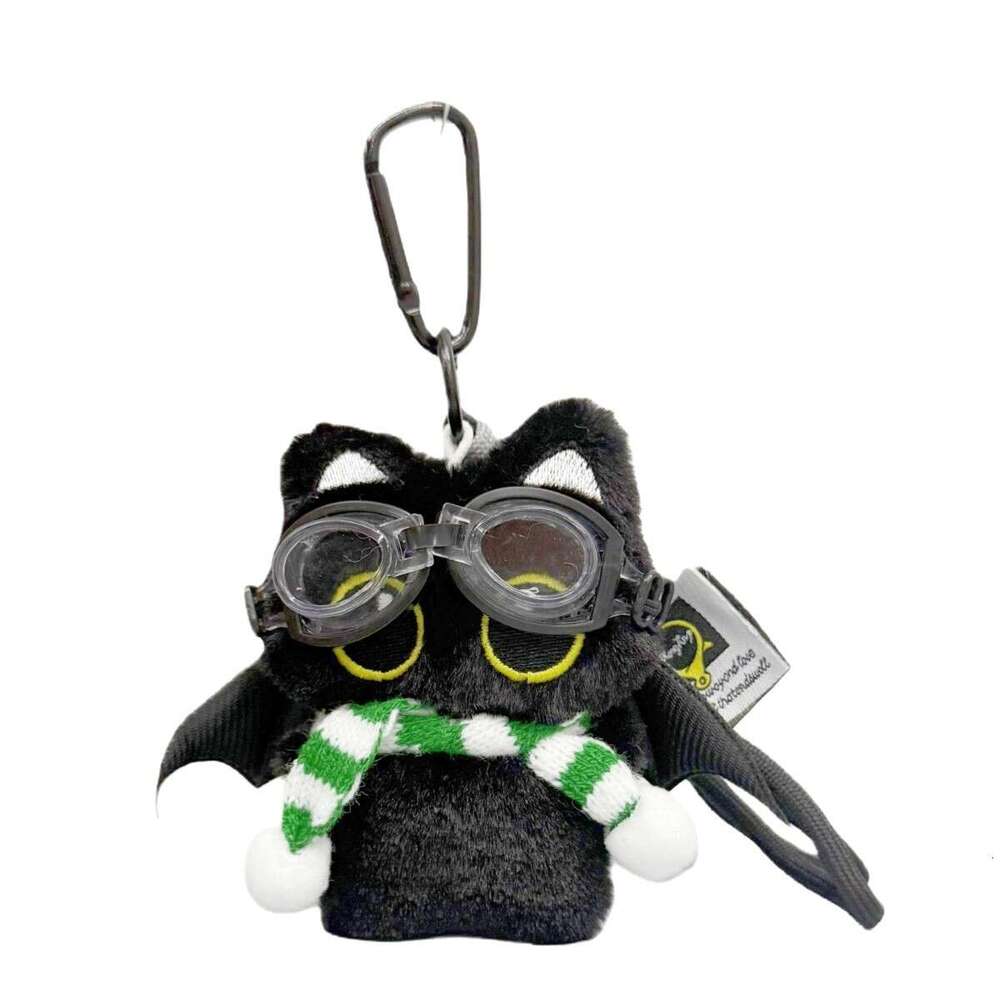 Cute Big-Eyed Devil Little Black Cat Plush Doll Keychain Cartoon Small Toy Pendant Bag Decoration Gift