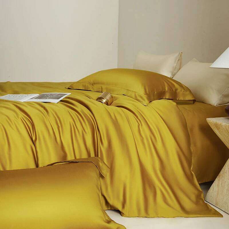 600TC Lyocell Bamboo Fiber Soft Silky Cooling Bedding Set Single Double Queen King Duvet Cover Flat/Fitted Bed Sheet Pillowcases H260312