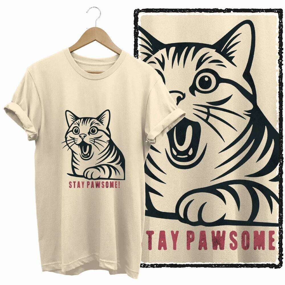 COOLMIND 100% BEIGE print exclusive graphic T shirt big size loose cotton lover women tshirt LOVELY cat tee Z260312