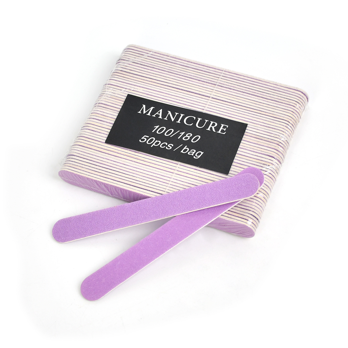 4 Colors Disposable Wooden Nail File 80/100/180 Grit-500Pcs