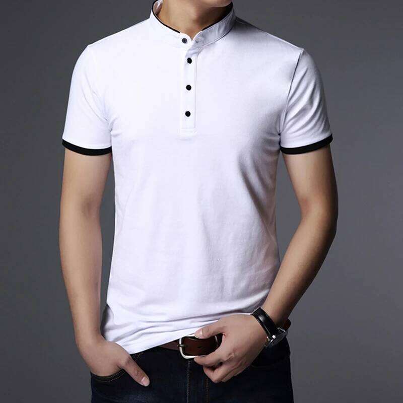Men's Business Casual Polo Short Sleeve T-shirt Summer Comfortable and Breathable Solid Top 26H0312