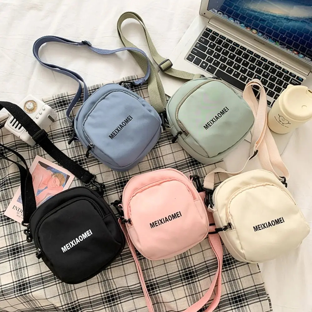 Fashion Casual Zipper Phone Pouch Solid Color Canvas Mini Handbag Shoulder Bag Crossbody Travel Messenger For Women Men 260311