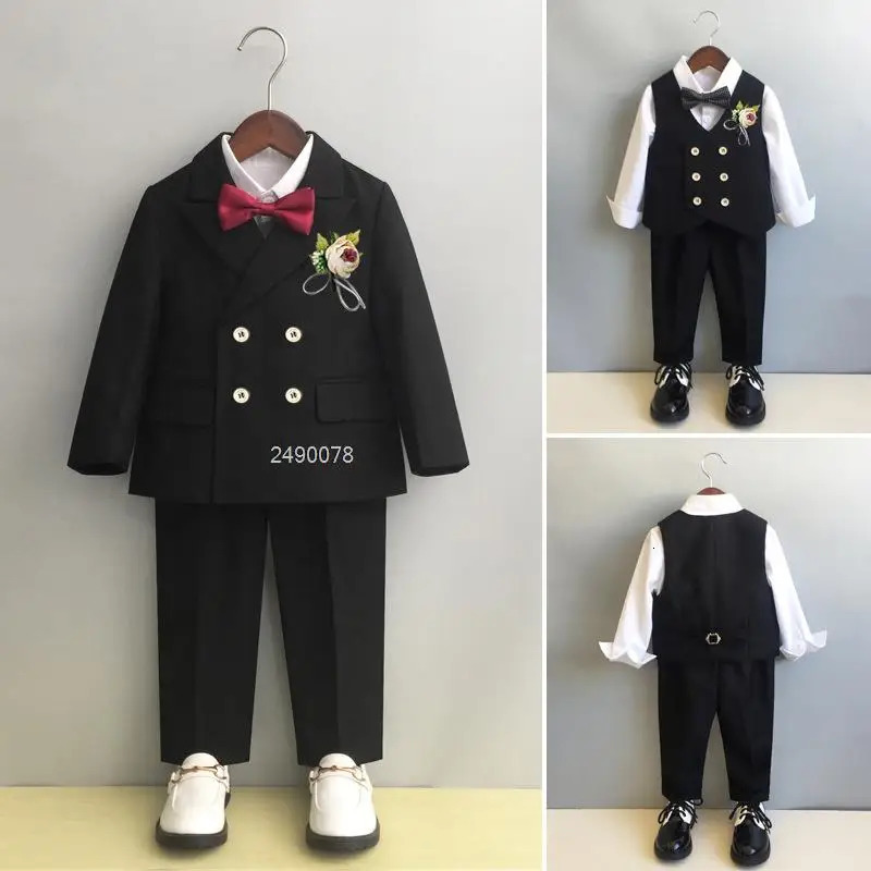 Flower Boys Wedding Suit Children Pography Dress Kids Stage Performance Formal Blazer Baby Birthday Ceremony Costume 260311