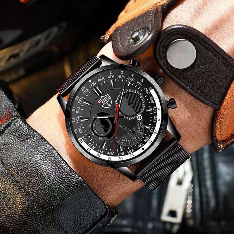 Stainless Steel Mesh Strap Christmas Gift Man Quartz Handcuffs Analog Watches Men Gifts for Dad Black Friday Watch
