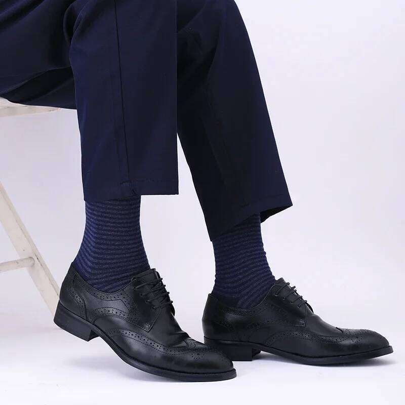 5/10 Pairs Men's Rhombus Blue Business Mid Tube Anti Odor Sweat Absorbing Comfortable Breathable All Season Casual Socks Z260312