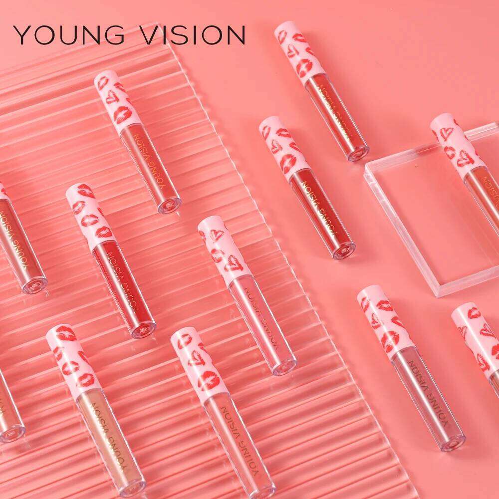 YOUNG VISION 12 colors matte texture gloss advanced makeup waterproof non-stick cup non-fading lip glaze W260311