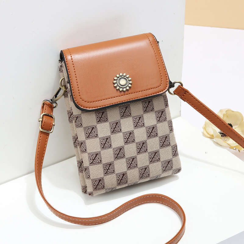 Luxury fashion wallet Women S Double Layer Crossbody Phone Trendy Letter Checkerboard Coin Mini Portable Shoulder Bag