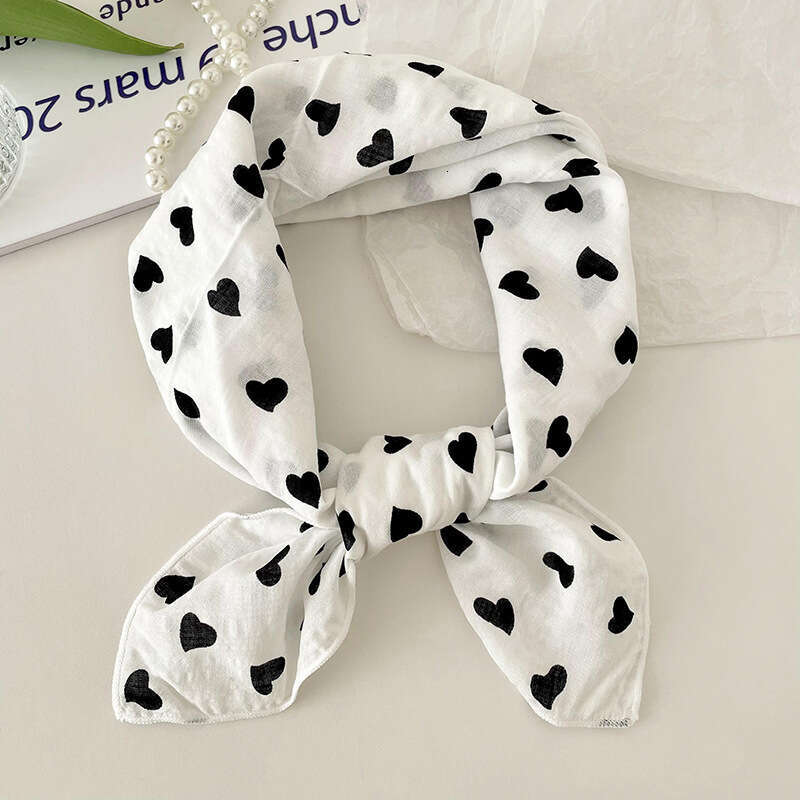 Cotton Linen Square For Women Spring Summer New Korean Style Fresh Floral Elegant Protection Small Neck Hair Band Headscarf Silk Scarf Liuyuemoshang