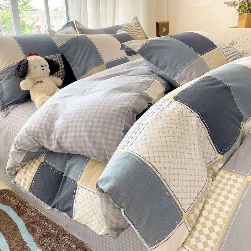 2024 Hot Japanese Style 100% Bedding Printed Four Piece Pure Cotton Bed Sheet Set Duvet Cover Queen King Size H260312