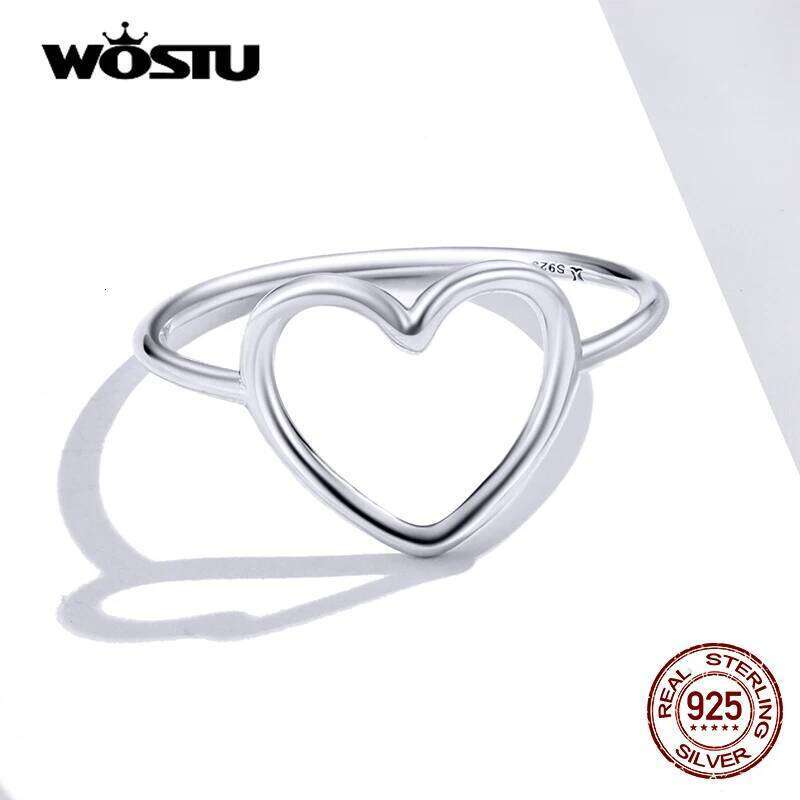 WOSTU 925 Sterling Silver Heart Ring For Women Wedding Engagement Simple Rings Finger Party Fashion Jewelry Gifts CQR641 H260312