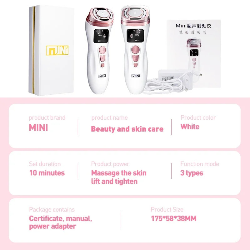 Mini HIFU Ultrasonic Machine EMS Micro Current Facial Beauty Instrument Skin Care - Tool 260307