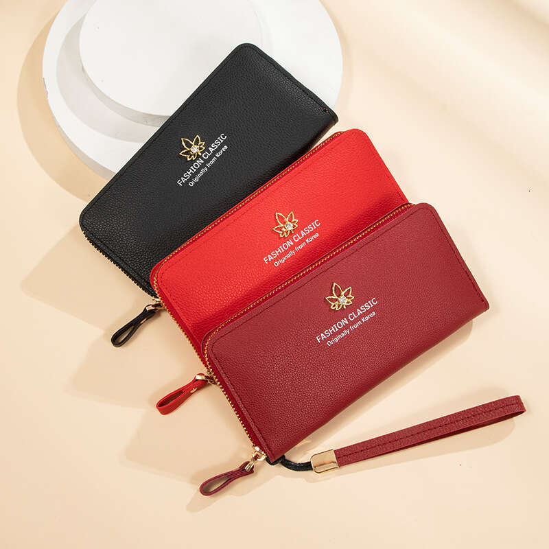 Luxury fashion wallet Women S Long New Leaf Zipper Large Capacity Clutch Wallet Multifunctional Phone Bag For Women