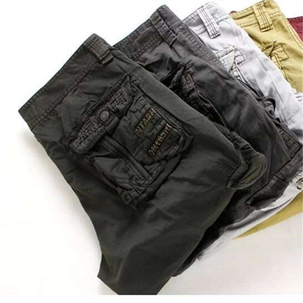 New Summer Casual Mens Straight Solid Sports Men Joggers Cargo Shorts Fashion Cotton Knee Length Sweatpants Man