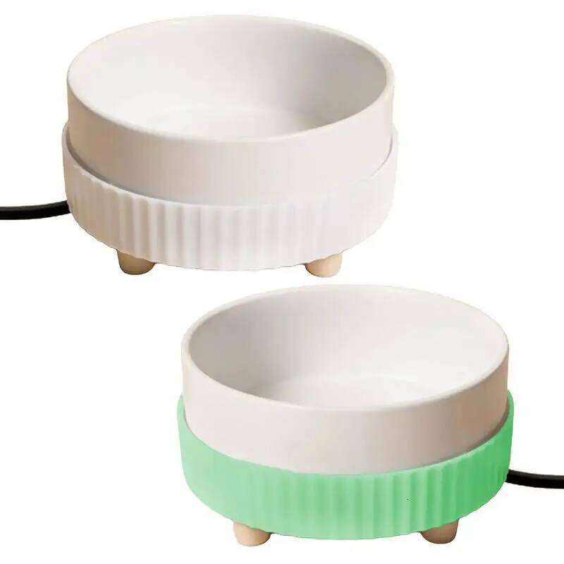 Heated Rechargeable Pet Heating Noiseless Ceramic Bowl Cat Water Fountain Animal Drinking Dispenser 26Y0312