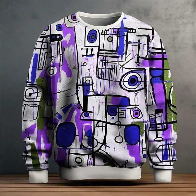 Mens Graphic Sweatshirts For Men Graffiti Pullover Long Sleeve Sweatshirt Crew Neck Fashion Daily Casual Holiday Vacation New M260312
