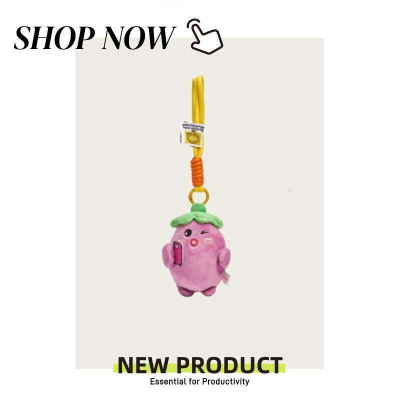 Original plush toy keychain pendant backpacks, cute little accessory for couples using mobile phones, eggplant doll bag charm